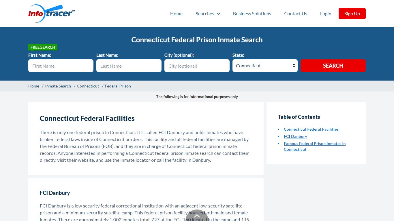 Connecticut Federal Prisons Inmate Records Search - InfoTracer